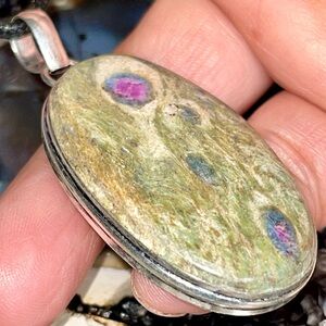 Corundum Ruby Fuchsite Pendant 2 1/2”